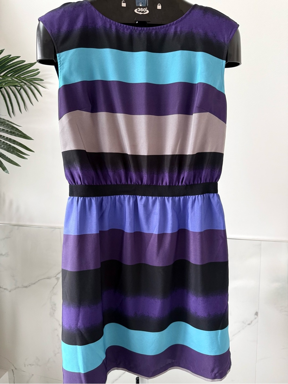 LOFT Petites Striped Sleeveless Shift Dress Purple Turquoise MP